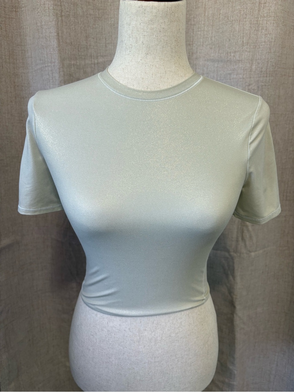 Lululemon Wundermost Ultra-Soft Nulu Crewneck Cropped T-Shirt Shine Small